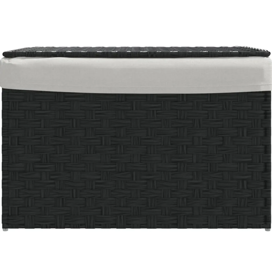 Online vidaXL Tvättkorg med lock 55,5x35x34 cm konstrotting Svart