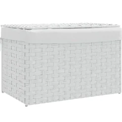vidaXL Tvättkorg med lock 55,5x35x34 cm konstrotting Vit