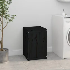 Sale vidaXL Tvättkorg 44x44x66 cm massiv furu Svart