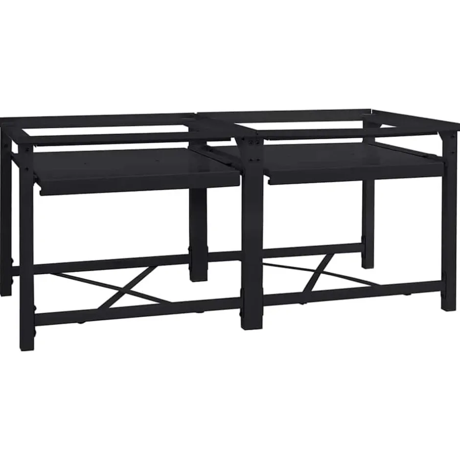 Online vidaXL Tvättmaskin Pedestal 2 pcs 120 x 56 x 52 cm Stål Svart