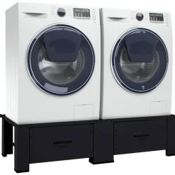 vidaXL Tvättmaskin Pedestal 2 pcs Svart 127 x 54,5 x 32,5 cm Stål
