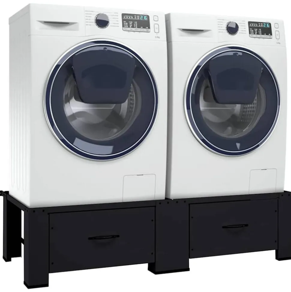 vidaXL Tvättmaskin Pedestal 2 pcs Svart 127 x 54,5 x 32,5 cm Stål