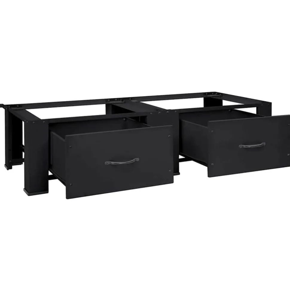 vidaXL Tvättmaskin Pedestal 2 pcs Svart 127 x 54,5 x 32,5 cm Stål