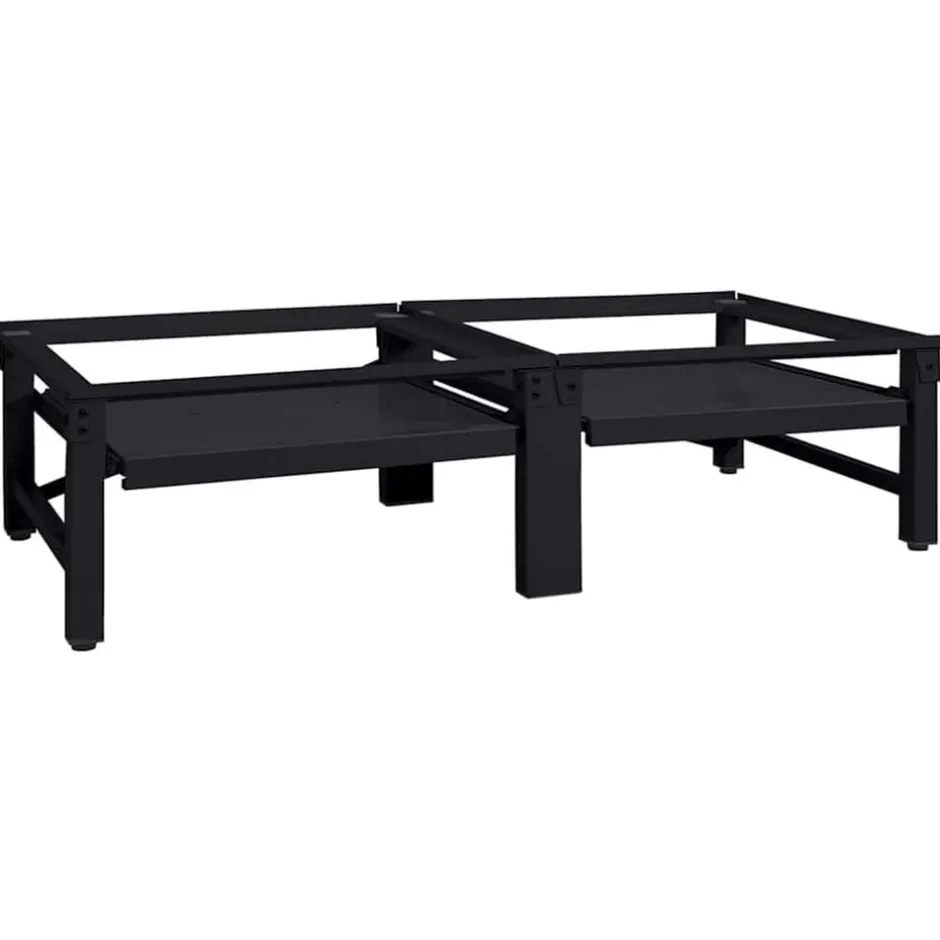 Online vidaXL Tvättmaskin Pedestal 2 pcs 124,5 x 61,5 x 32,5 cm Stål Svart