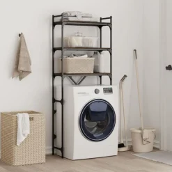 Discount vidaXL Tvättmaskinhylla 67x25x163 cm konstruerat trä brun ek