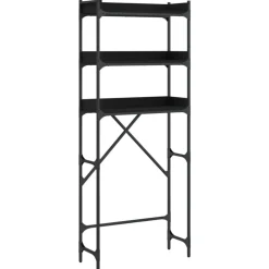 vidaXL Tvättmaskinhylla svart 67x25x163 cm konstruerat trä