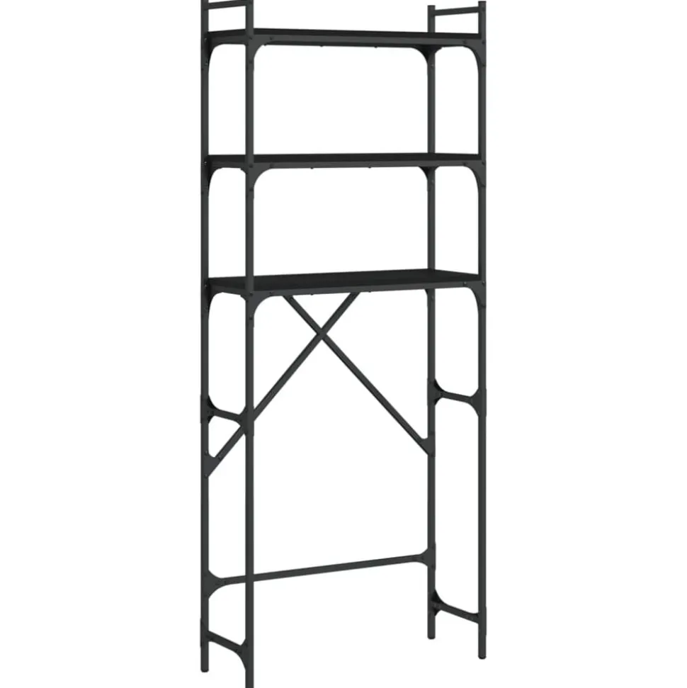 vidaXL Tvättmaskinhylla svart 67x25x163 cm konstruerat trä