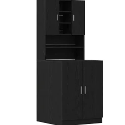 vidaXL Tvättmaskinskåp 2 pcs Svart Ek 70,5 x 71,5 x 181,5 cm