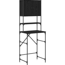 vidaXL Tvättmaskinskåp Svart 0ak 68 x 48,5 x 194 cm Konstruerat trä