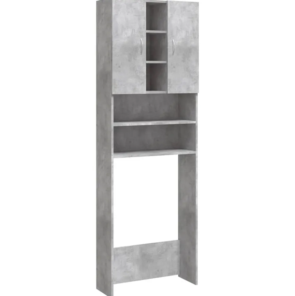 vidaXL Tvättmaskinsskåp betonggrå 64x25,5x190 cm