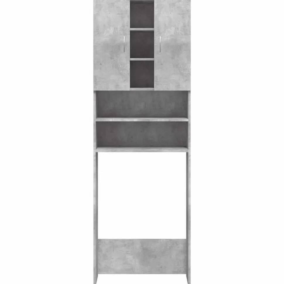 vidaXL Tvättmaskinsskåp betonggrå 64x25,5x190 cm