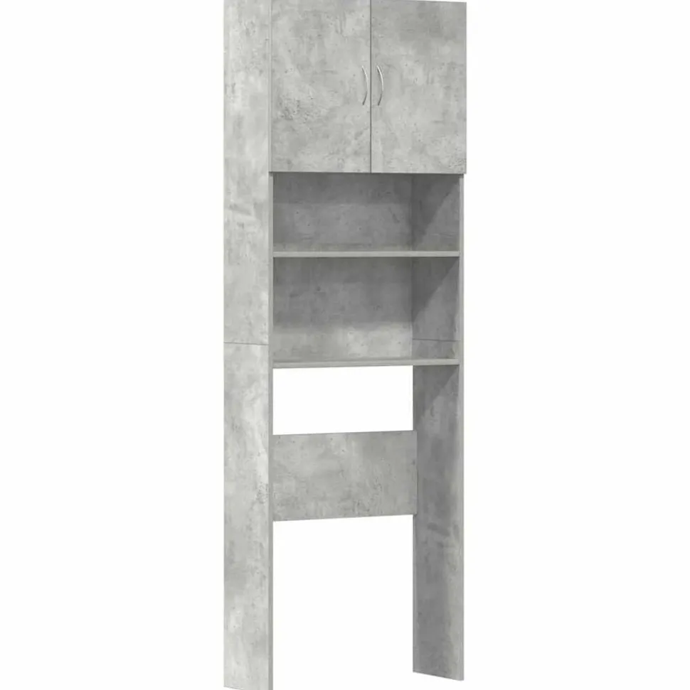 vidaXL Tvättmaskinsskåp betonggrå 64x24x190 cm konstruerat trä