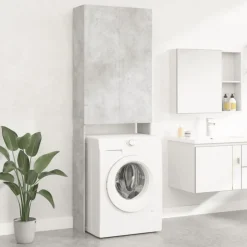 Clearance vidaXL Tvättmaskinsskåp 64x25,5x190 cm Betonggrå