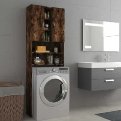 Hot vidaXL Tvättmaskinsskåp 64x25,5x190 cm Rökfärgad ek