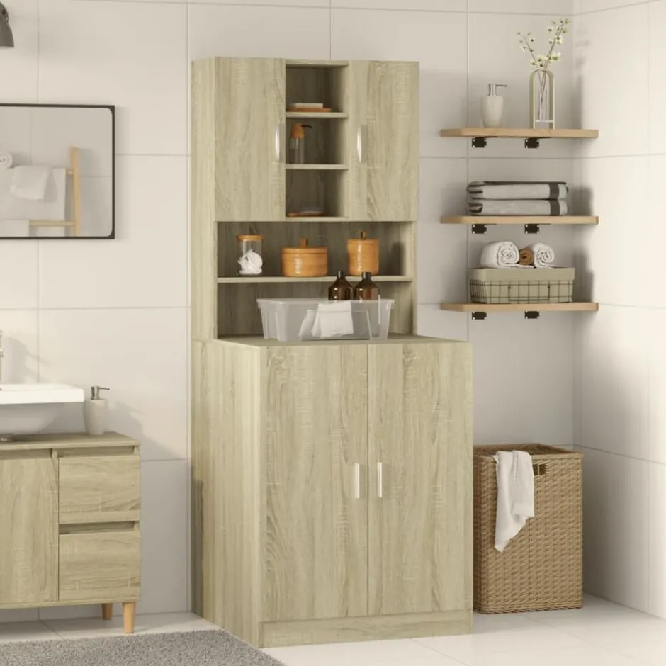 Clearance vidaXL Tvättmaskinsskåp sonoma-ek 70,5x24x90 cm Sonoma ek