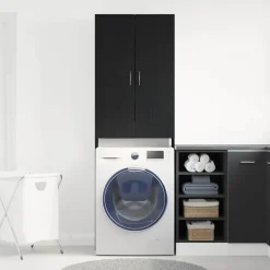 Sale vidaXL Tvättmaskinsskåp 64x25,5x190 cm Svart ek