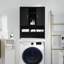 vidaXL Tvättmaskinsskåp svart ek 70,5x25,5x90 cm