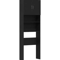 vidaXL Tvättmaskinsskåp svart ek 64x24x190 cm konstruerat trä