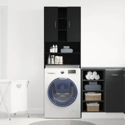 Sale vidaXL Tvättmaskinsskåp 64x25,5x190 cm Svart ek