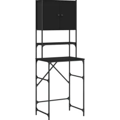 vidaXL Tvättmaskinsskåp svart 68x48,5x194 cm