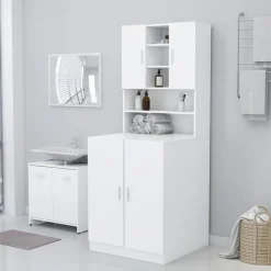 vidaXL Tvättmaskinsskåp vit