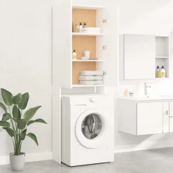 vidaXL Tvättmaskinsskåp vit 64x25,5x190 cm