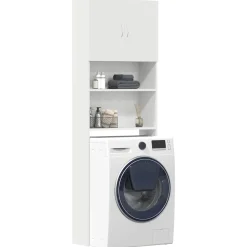 vidaXL Tvättmaskinsskåp vit 64x24x190 cm konstruerat trä