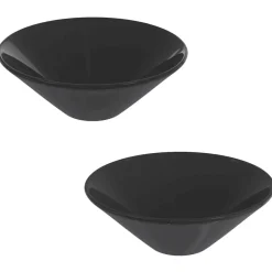 vidaXL Tvättställ 2 st blank Ø42x14 cm keramik Svart