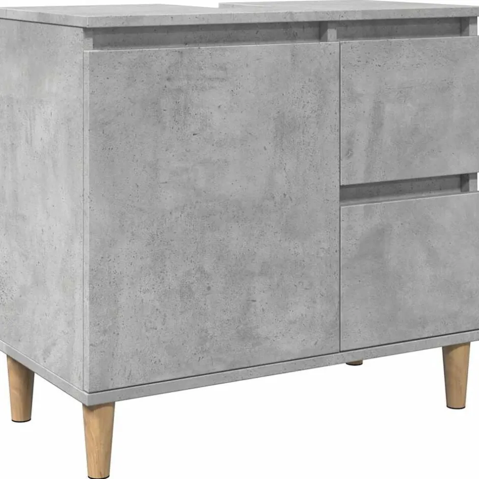 Clearance vidaXL Tvättställsskåp 65x33x60 cm konstruerat trä Betonggrå