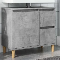 Clearance vidaXL Tvättställsskåp 65x33x60 cm konstruerat trä Betonggrå