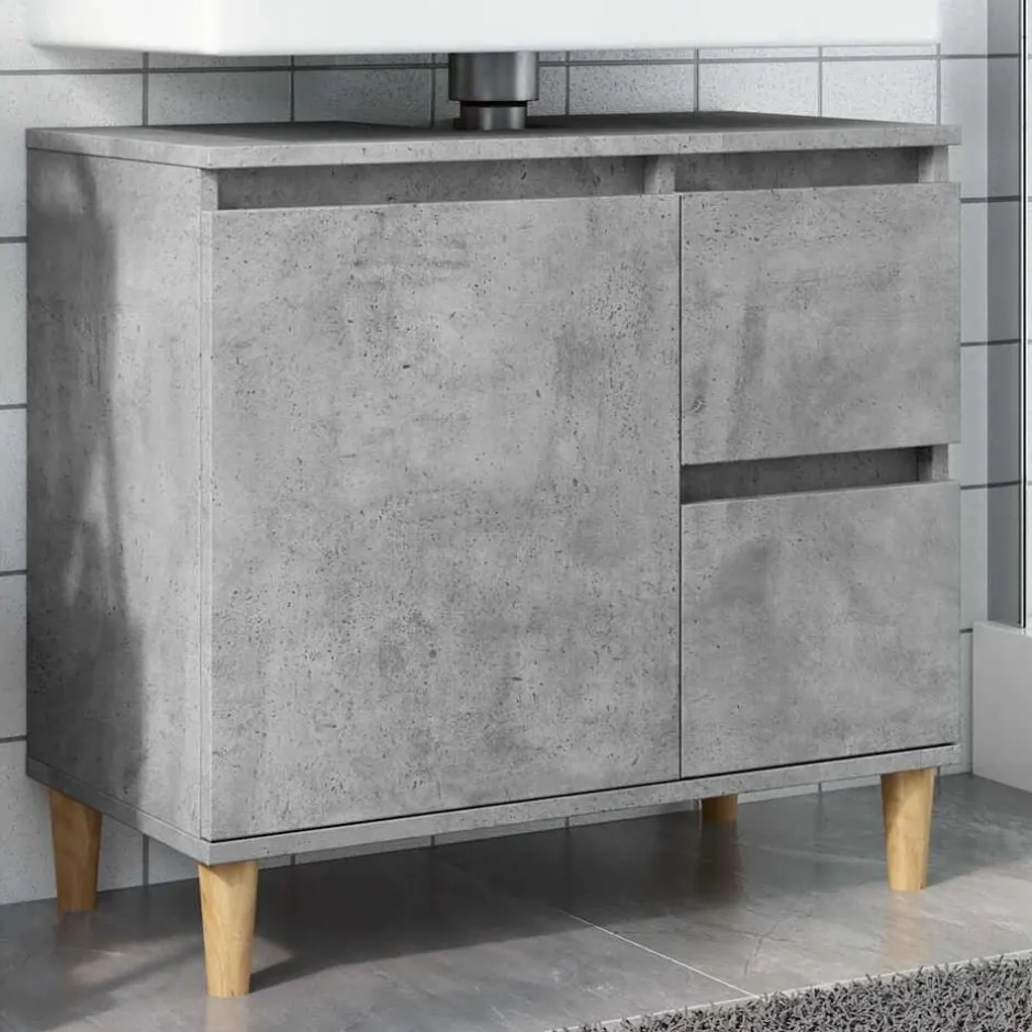 Clearance vidaXL Tvättställsskåp 65x33x60 cm konstruerat trä Betonggrå