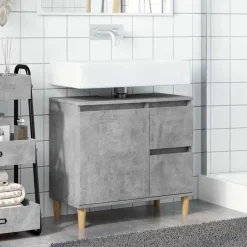 Clearance vidaXL Tvättställsskåp 65x33x60 cm konstruerat trä Betonggrå