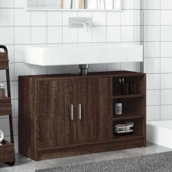 vidaXL Tvättställsskåp brun ek 90x29x55 cm konstruerat trä