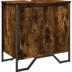 Clearance vidaXL Tvättställsskåp 60x35x60 cm konstruerat trä Rökfärgad ek