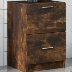 vidaXL Tvättställsskåp rökfärgad ek 40x37x59 cm konstruerat trä
