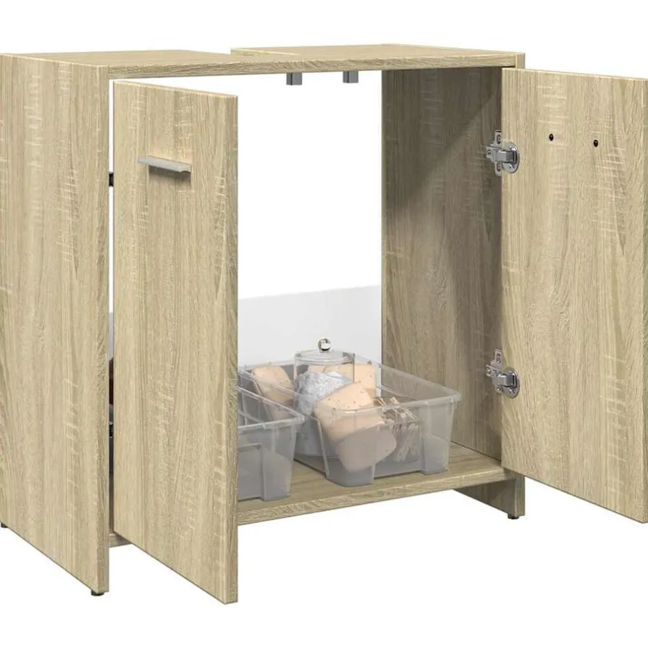 New vidaXL Tvättställsskåp sonoma-ek 60x33x60 cm konstruerat trä Sonoma ek