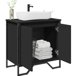 vidaXL Tvättställsskåp svart 60x35x60 cm konstruerat trä