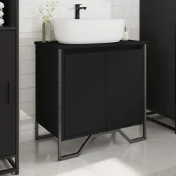 vidaXL Tvättställsskåp svart 60x35x60 cm konstruerat trä