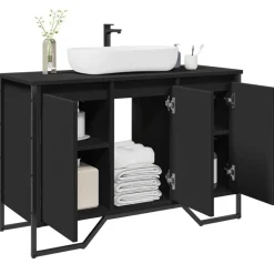 Hot vidaXL Tvättställsskåp 91x35x60 cm konstruerat trä Svart
