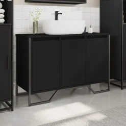 Hot vidaXL Tvättställsskåp 91x35x60 cm konstruerat trä Svart