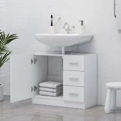 vidaXL Tvättställsskåp vit 63x30x54 cm konstruerat trä