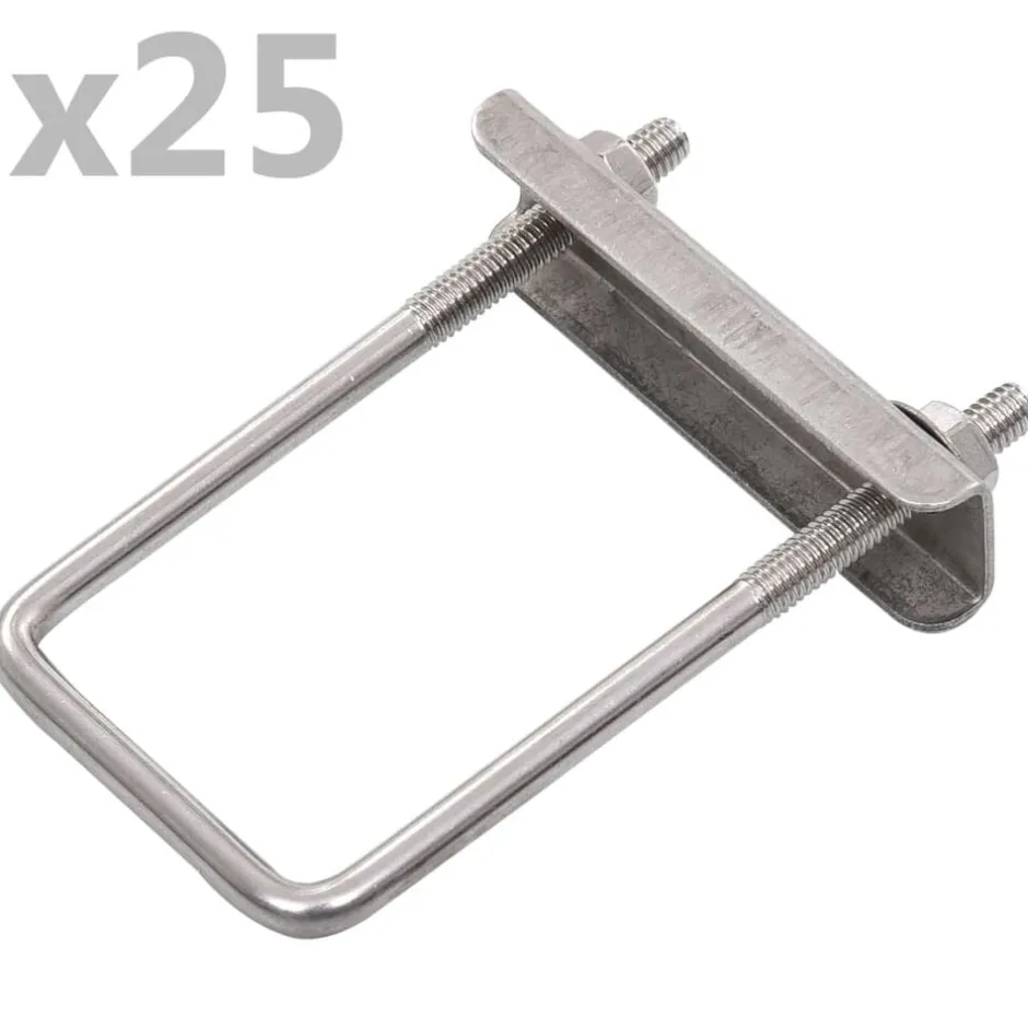 Hot vidaXL U-koppling för staketstolpe 60x40 mm 25 set Silver
