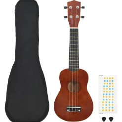 Outlet vidaXL Ukulele med väska för barn sopran mörkt trä 21" Mörkbrun