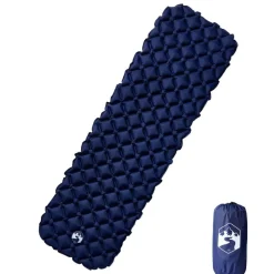 vidaXL Uppblåsbar campingmadrass 1 person marinblå 190x58x6 cm