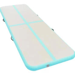 vidaXL Uppblåsbar gymnastikmatta med pump 300x100x10 cm PVC Grön