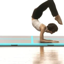 vidaXL Uppblåsbar gymnastikmatta med pump 300x100x10 cm PVC Grön