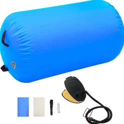 vidaXL Uppblåsbar gymnastikrulle med pump 100x60 cm PVC blå