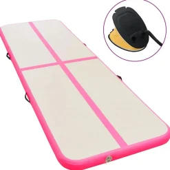 Best vidaXL Uppblåsbar gymnastikmatta med pump 300x100x10 cm PVC Rosa
