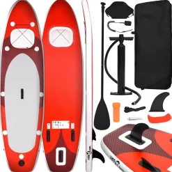 vidaXL Upplåsbar SUP-bräda set röd 300x76x10 cm
