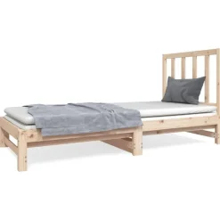Discount vidaXL Utdragbar dagbädd 2x(90x190) cm massiv furu Naturfärg